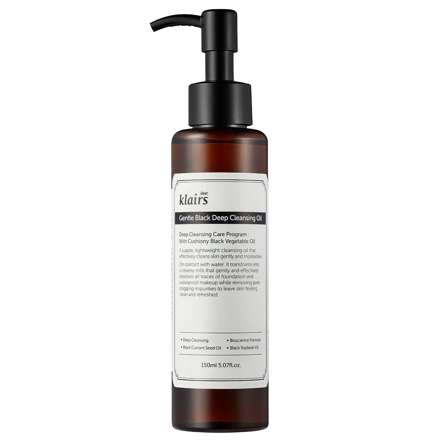 dear, Klairs - Gentle Black Deep Cleansing Oil - 150ml-Wonder Skin