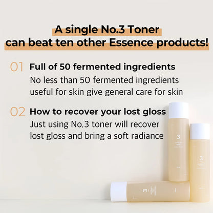 Numbuzin - No.3 Super Glowing Essence Toner - 200ml-Wonder Skin