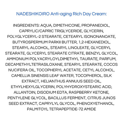 Onshindo Osaka - Nadeshikoiro – Rich Face Day Cream (Dry Skin) - 50ml-Wonder Skin